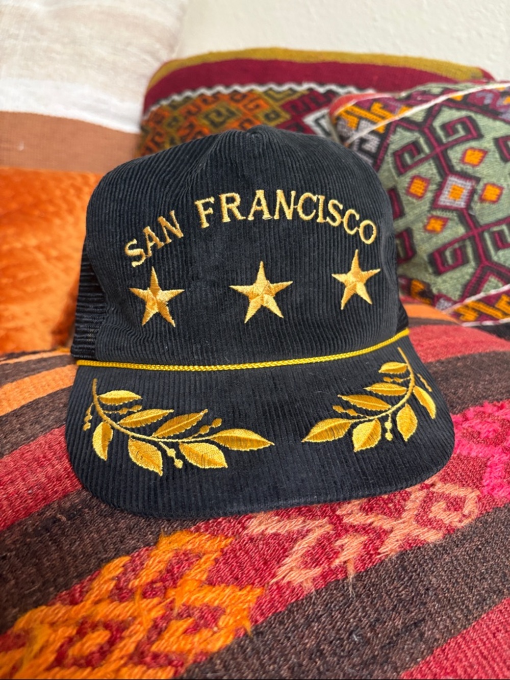 San Fransisco Naval Black Corduroy Trucker Hat